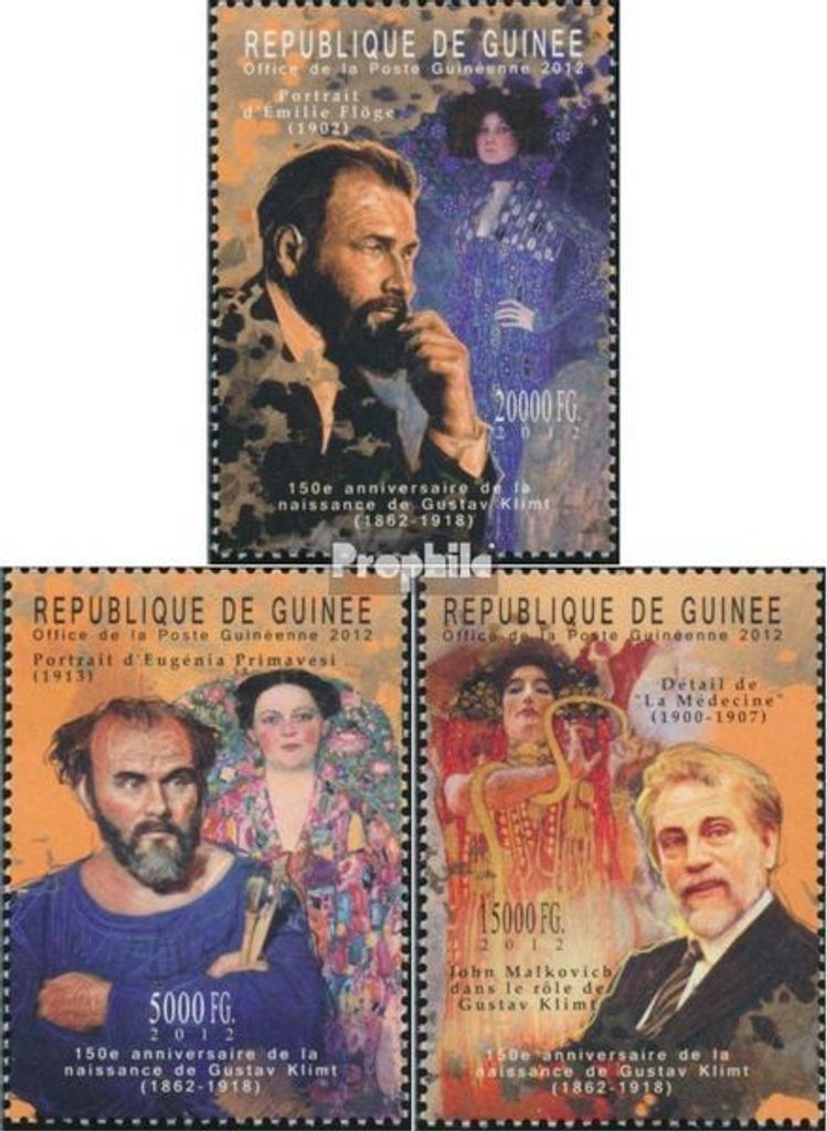 Briefmarken Guinea 2012 Mi 9328-9330 (kompl. Ausgabe) postfrisch Gustav Klimt (1862-1918)