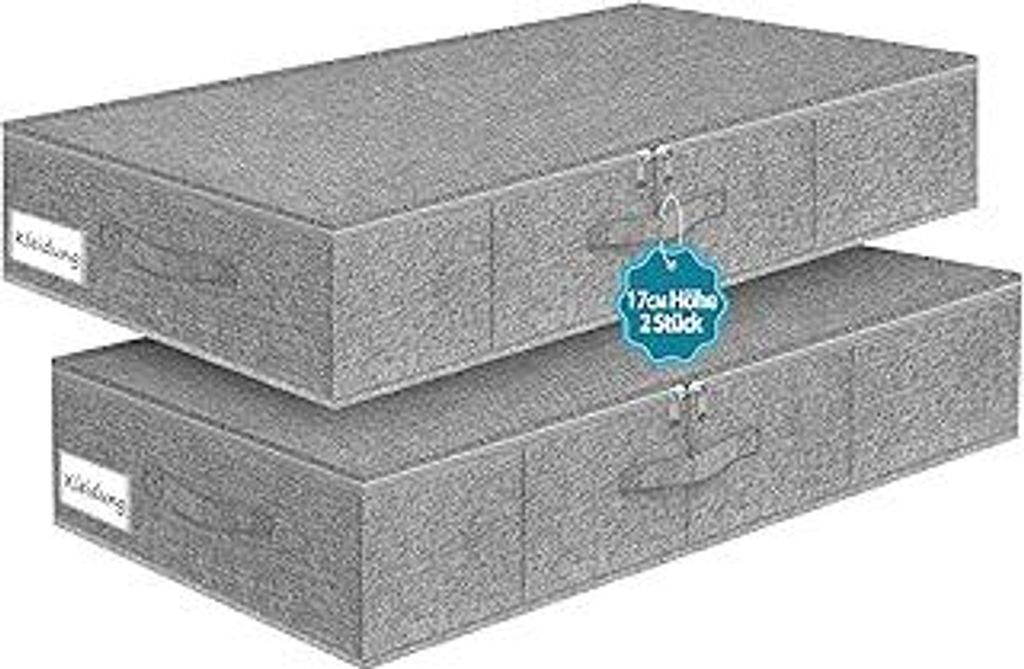 JUPELI Unterbett Aufbewahrungsbox, 2 Stück Faltbarer Unterbettkommode Stabil, Unterbett Aufbewahrung, Kleideraufbewahrung, Decken Organisator Lage...
