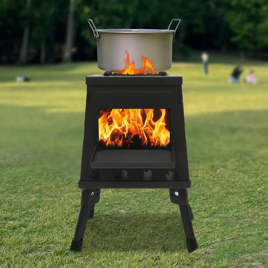 Réchaud à bois extérieur réglable type Rocket Stove avec accessoires