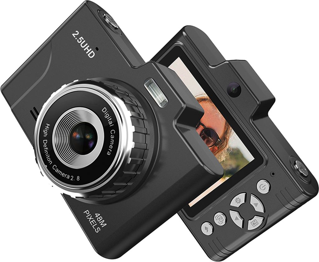 2,5K Digitalkamera, Digitale Videokamera, Kinderkamera, 48MP CCD-Kamera, 2,8-Zoll-Bildschirm, 16-facher Zoom, Anti-Shake, integriertes LED-Fuelllic...