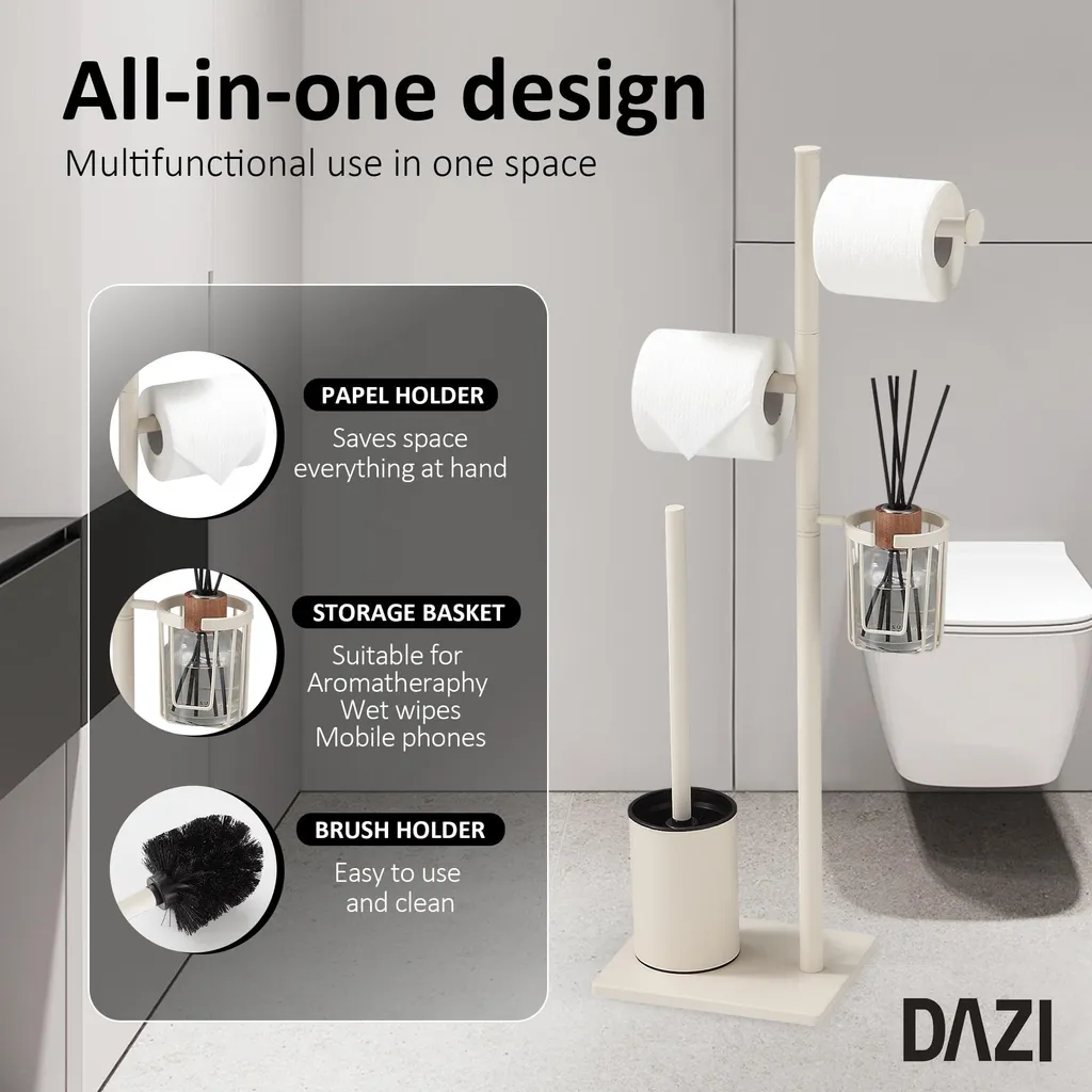 Serviteur de toilette complet avec brosse WC et double porte-rouleau