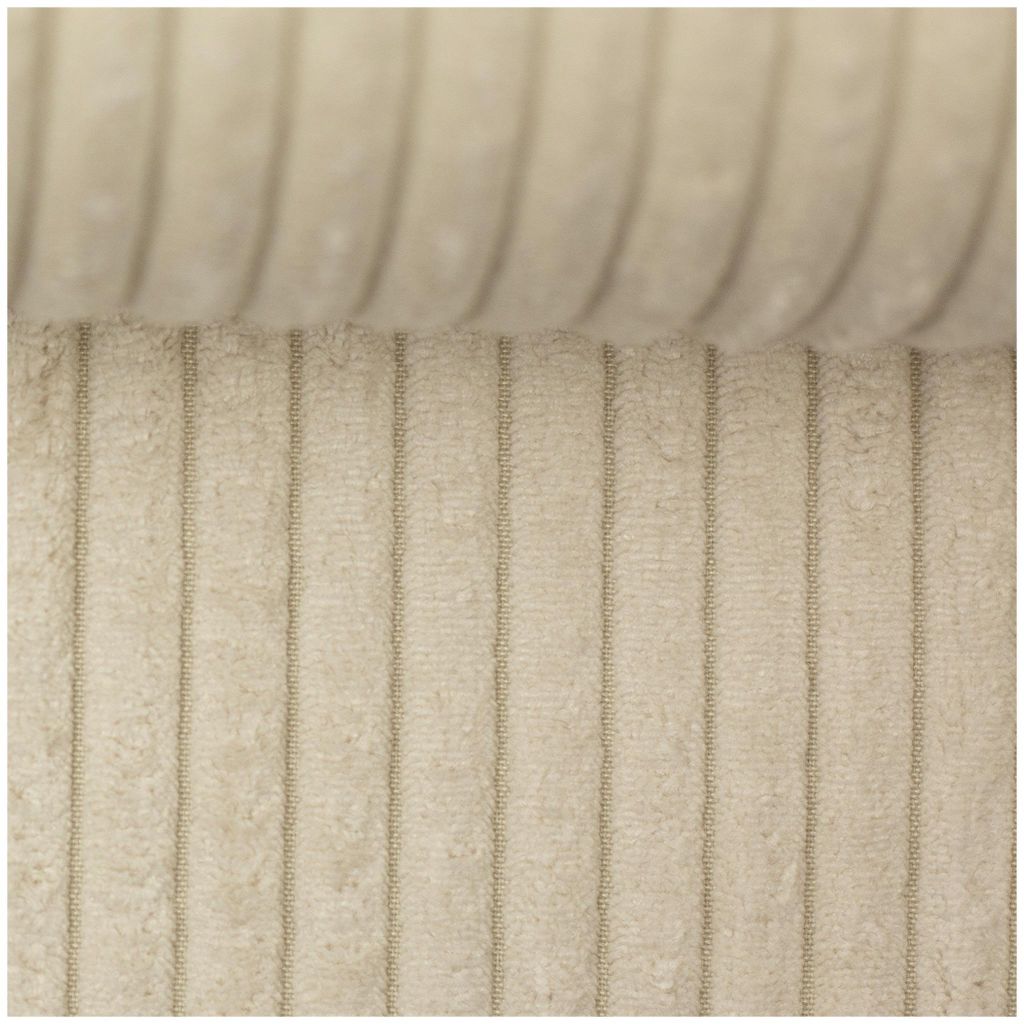 Breitcord-Polsterstoff Wanja in creme mit 1cm breiter Rippe, weiche Samt-Haptik und strukturierte Oberfläche für Polsterarbeiten.