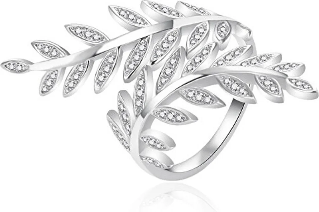 Bague argent marquante avec feuilles AGT-R27W - Taille 57 mm chic