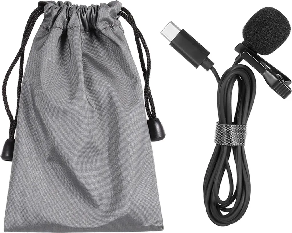 Microfono Lavalier USB-C per Business e Webinar - Audio HD Nero