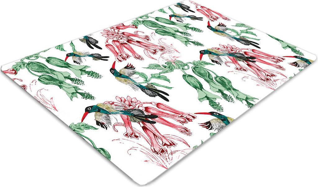 Stuhlunterlage Bürostuhlunterlage 120 cm x 90 cm Bodenmatte Bürostuhlunterlage - Kräuter und Vögel