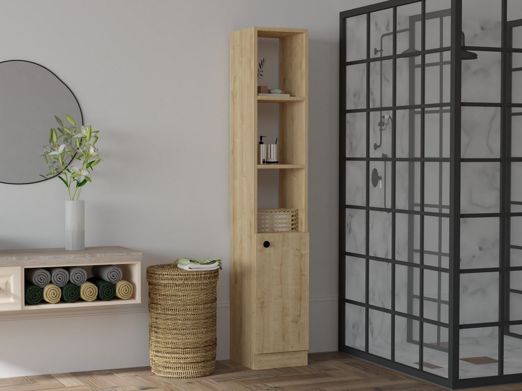 Skye Decor, Trend - Sapphire, Badezimmerschrank, Saphir, 100 % MELAMINBESCHICHTETE SPANPLATTEN, 30 x 29,6 x 170 cm