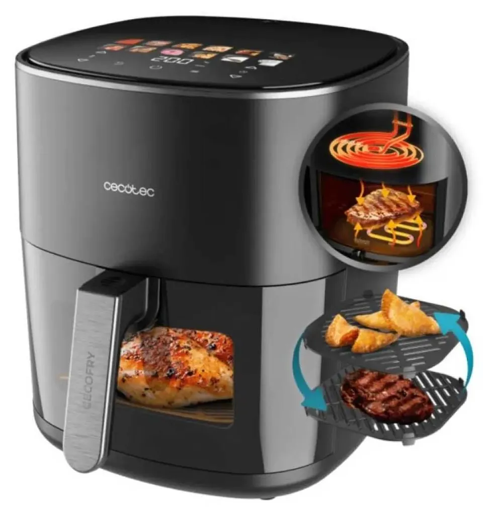 Friteuse à Air 2200W Cecotec Duoheat 6500 avec Double Source de Chaleur