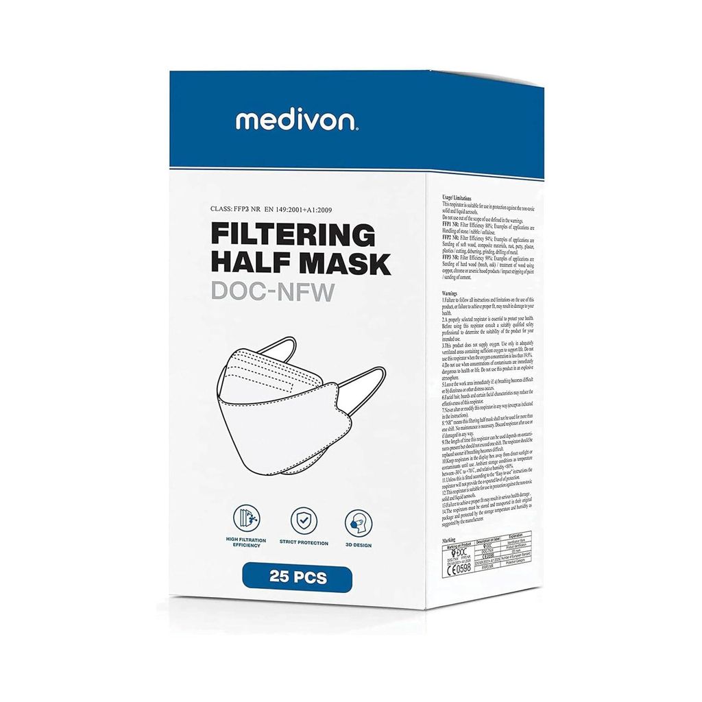 Medivon Schutzmasken, DOC FFP2, 3D Fischdesign, 25 Stück Produktbild 