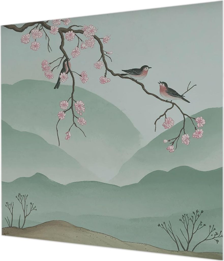 Wandtapete - Dekorative Tapete für Wohnzimmer - Tapetenfolie für Wanddekoration - 250x250 cm - Japanische Serenade