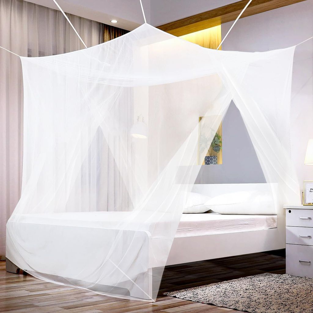 SEKEY Moskitonetz Bett für Doppelbett– 220x200x200cm(dubbele openingen)Großes Mückennetz für Reise und Zuhause, Feinmaschiges Fliegennetz m...