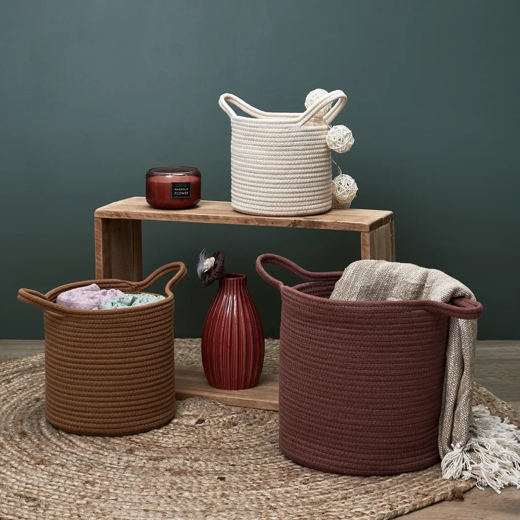 Fini le Désordre avec ces 3 Paniers en Coton Terracotta Ocre M4 CMP