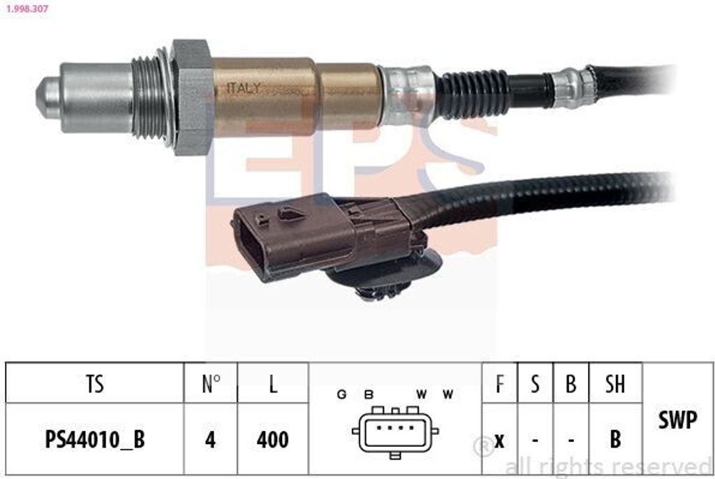 EPS Lambdasonde für RENAULT Clio III Schrägheck (BR0/1, CR0/1) Beheizt Planarsonde 400mm 1.998.307