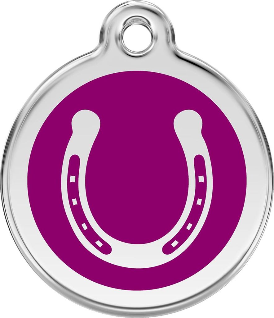 RedDingo Hundemarke mit individueller Gravur Hufeisen purple, Größe: L