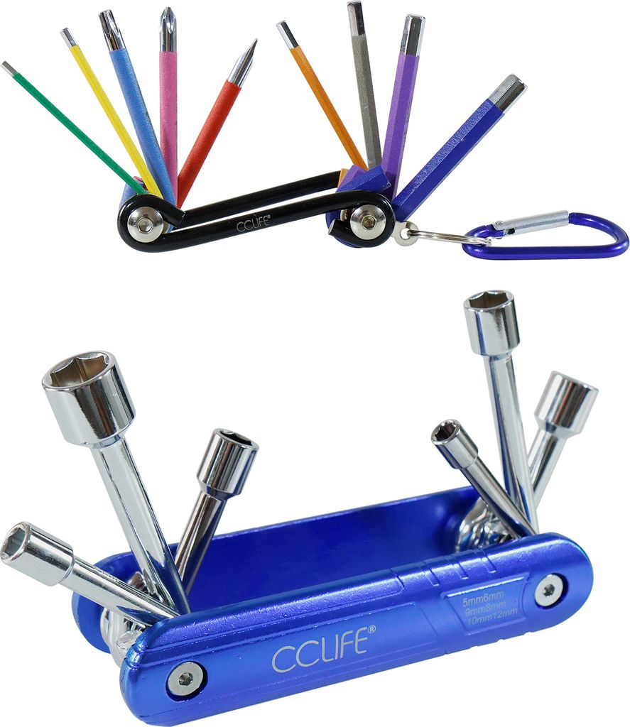CCLIFE 2tlg Fahrrad Multifunktionswerkzeug Miniwerkzeug Faltbares Reparatur Werkzeug Set