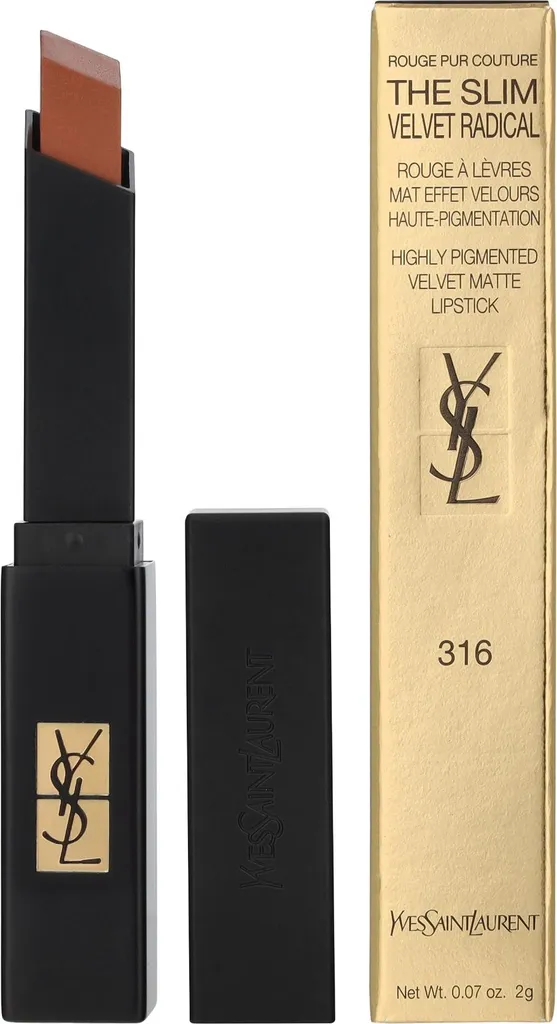 Rouge à Lèvres Mat Velours YSL The Slim Velvet Radical 316 Vibe in Amber