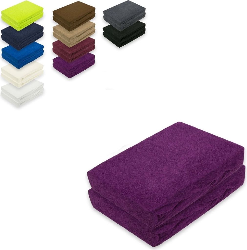 Doppelpack Frottee Spannbettlaken 200 x 220 cm Lila