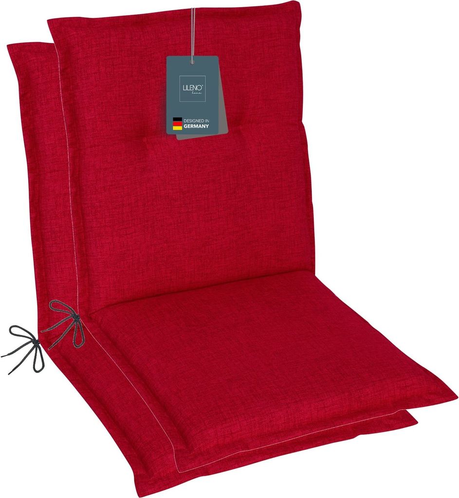 LILENO HOME Gartenstuhl Auflagen als [2er Set - Niedriglehner] in Bordeaux - bequeme Liegen als Sitzauflagen für Gartenmöbel - Stuhlkissen für G...