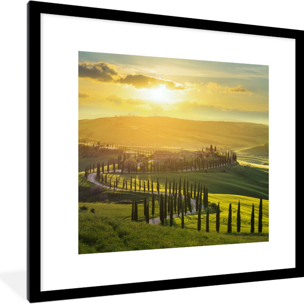 MuchoWow Gerahmtes Poster Toskana - Sonne - Italien 40x40 cm - Poster mit Schwarzem Bilderrahmen Wandposter Rahmen Foto Bilder - Poster - Plakat ...