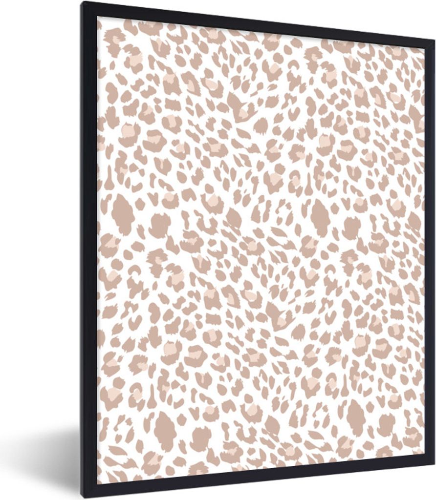 MuchoWow Gerahmtes Poster Tiermuster - Panther - Pastell 60x80 cm - Poster mit Schwarzem Bilderrahmen Wandposter Rahmen Foto Bilder - Premium - W...