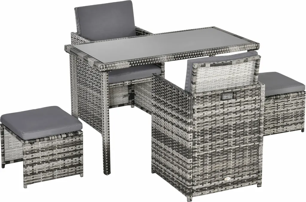 Salon bas de jardin Outsunny pour terrasse et balcon 5 pièces gris cosy