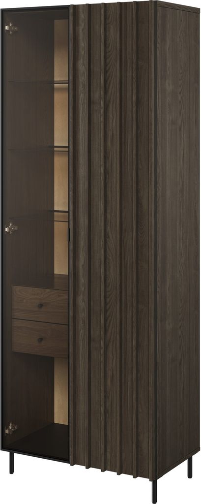 Vitrine Piemonte PE-02 Schrank 2 türiger Vitrinenschrank 73x196x44 cm mit Beleuchting Wohnzimmerschrank 2 Schubladen