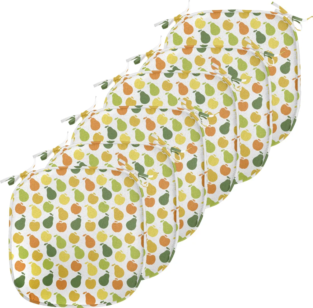 ABAKUHAUS Lot de 6 Coussins de Chaise 40x40cm Apple-Birnen Vert Jaune