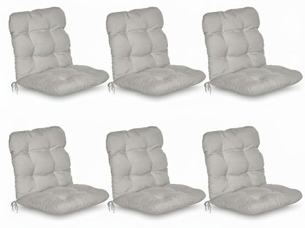 Beautissu 6er Set Niedriglehner Auflagen Set Flair NL, 100x50x8cm, Grau