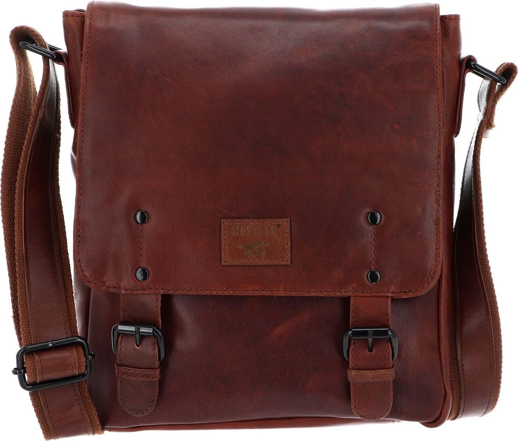 MUSTANG Leder Schultertasche Umhängetasche Natal Paola Shoulder Bag Cognac braun