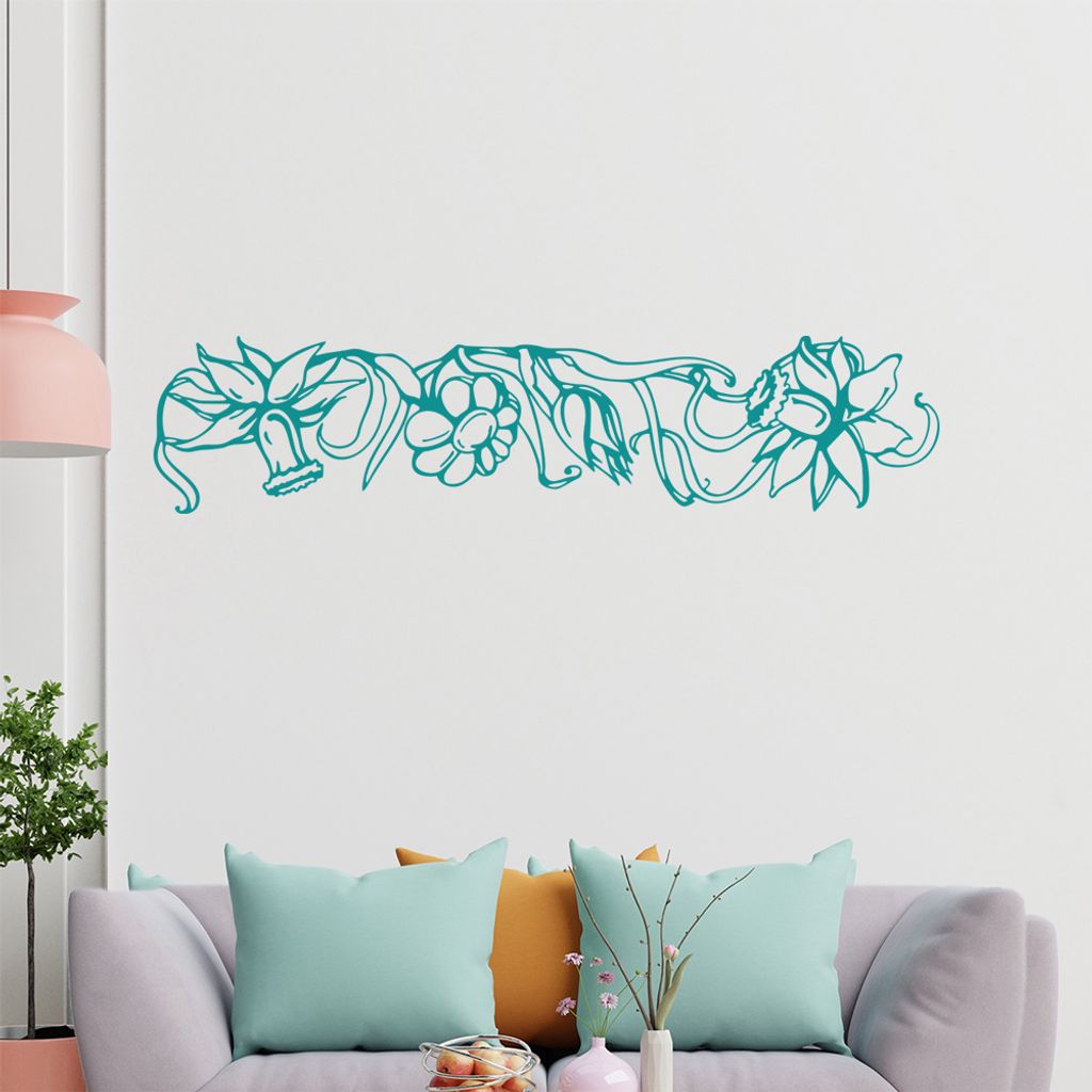Blumen - Ranken Wandtattoo in 6 Größen - Wandaufkleber Wall Sticker - Dekoration, Küche, Wohnzimmer, Schlafzimmer, Badezimmer