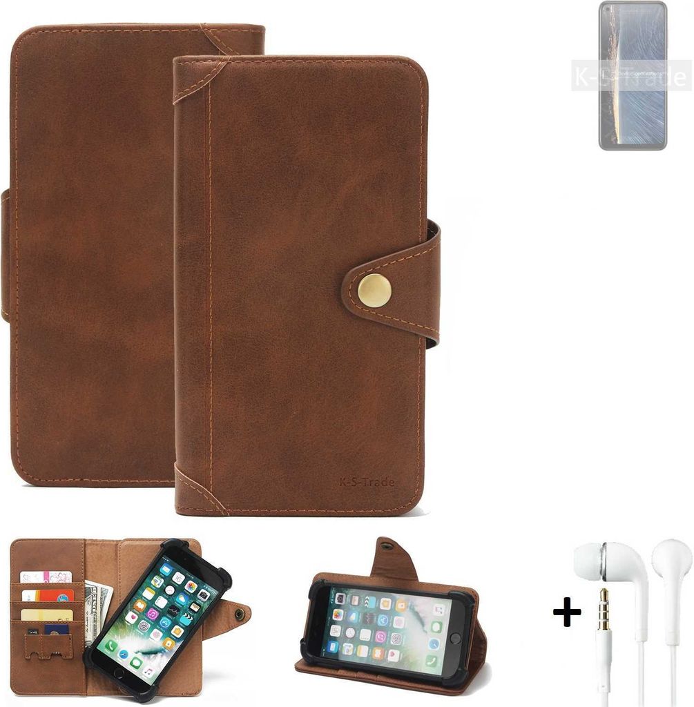 K-S-Trade Handyhülle + Kopfhörer für HTC Desire 22 Pro Schutz Hülle Walletcase Bookstyle Tasche Case Handytasche Wallet Flipcase Cover Polyuret...