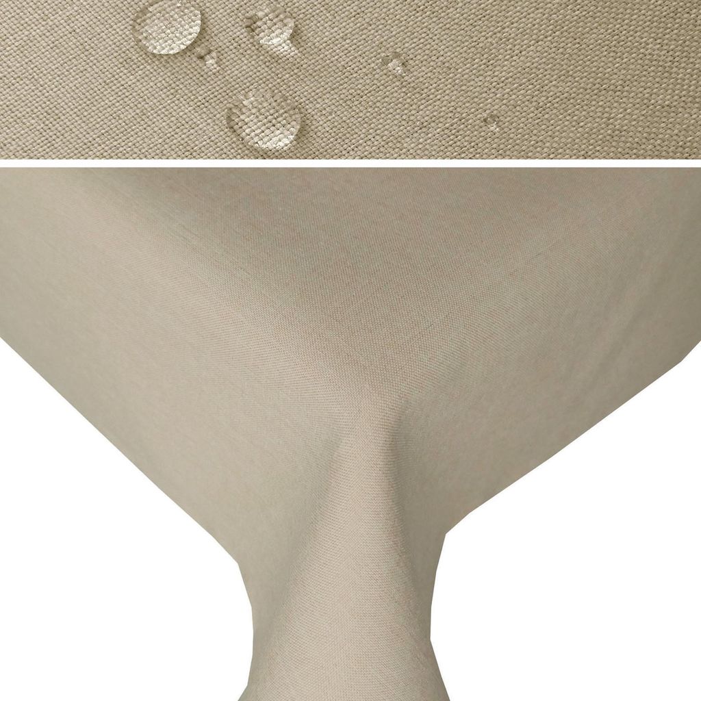 LEINEN Optik Rund 140 cm NATUR BEIGE Tischdecke bügelfrei Produktbild 