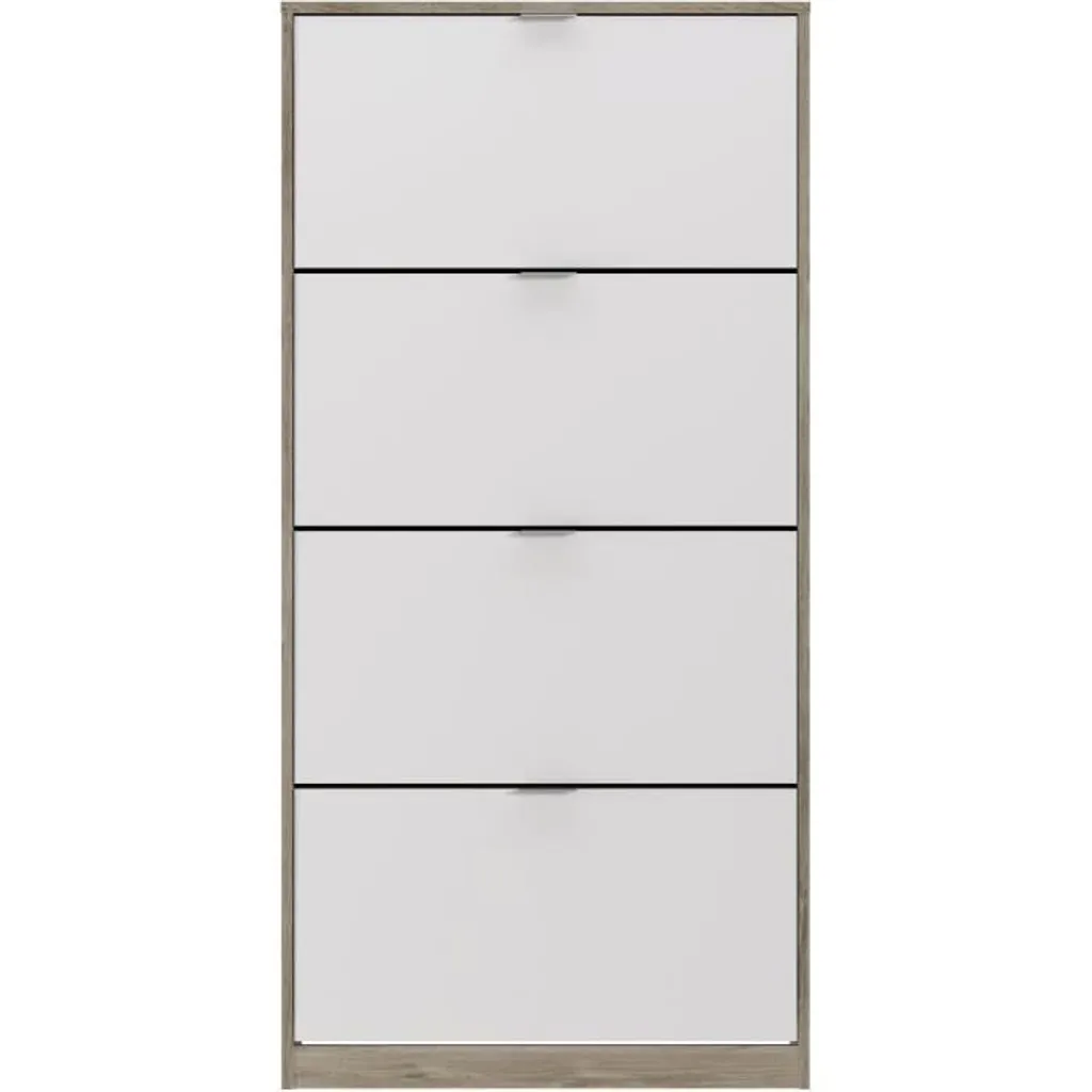 Armoire à chaussures 4 portes blanc et chêne - Rangement L70 cm - OSLO