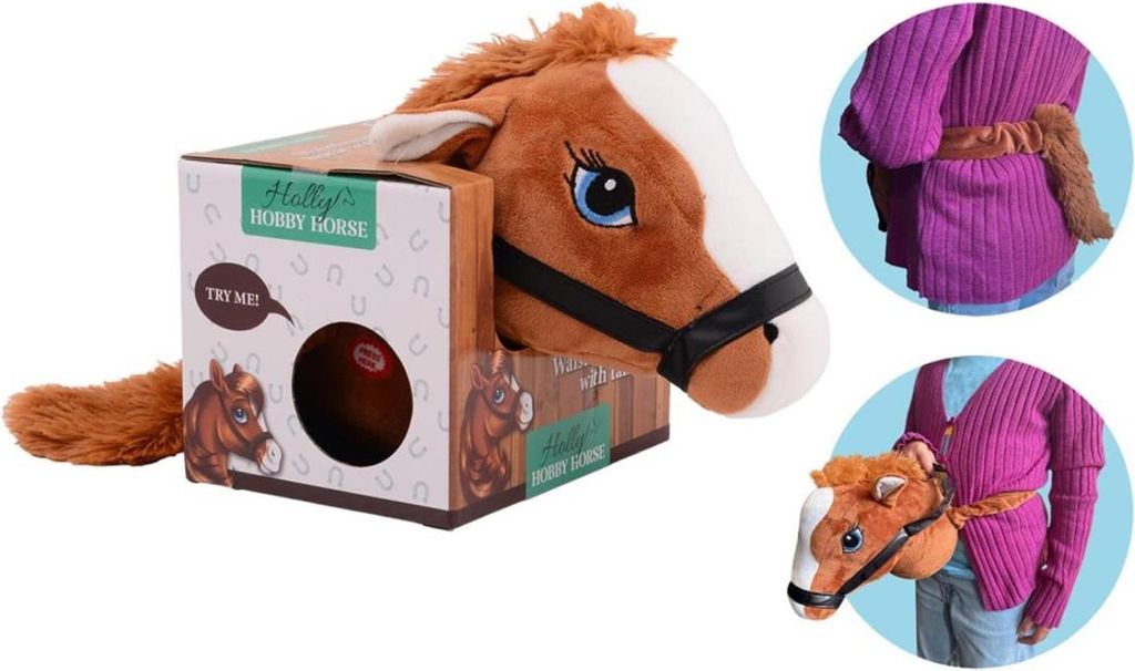 Johntoy cavallo testa di peluche marrone con elastico e Immagine del prodotto 