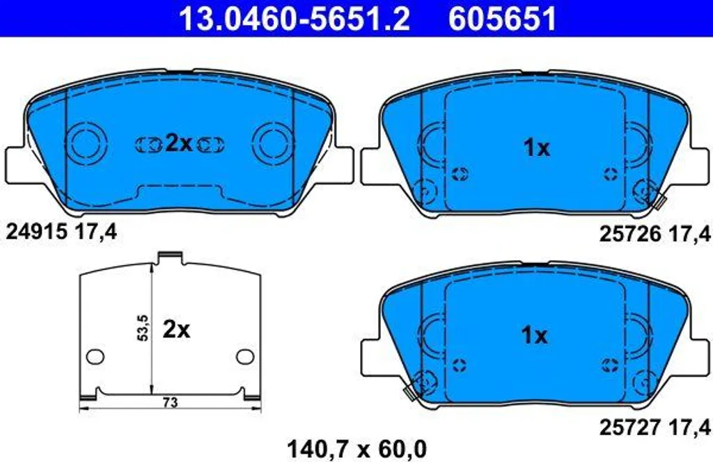 Plaquettes de Frein ATE Anti-Bruit pour i30 Ceed 58101A6A20 Stop Vibrations