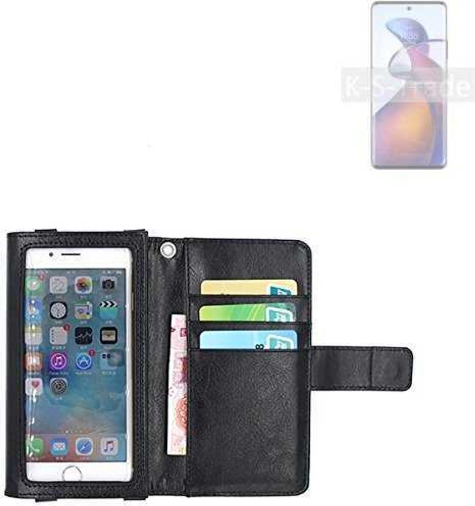 K-S-Trade Handy Hülle Schutz Hülle Kompatibel mit Motorola Edge 30 Fusion Case mit Displayschutz / Schutzfolie Flip Cover Wallet case Etui Hülle