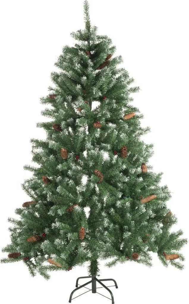Sapin de Noël Artificiel Enneigé 210 cm avec Pommes de Pin - 1024 Pointes