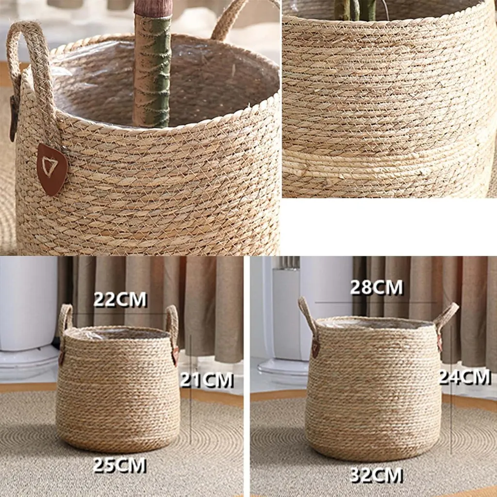 Paniers à Fleurs Tressés à la Main avec Intérieur Imperméable x2