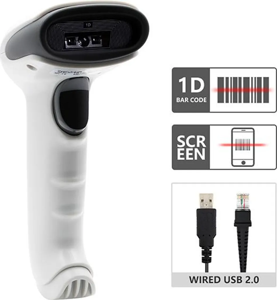 Lecteur Code-barres CCD USB Qoltec Haute Précision - Modèle Blanc 1D