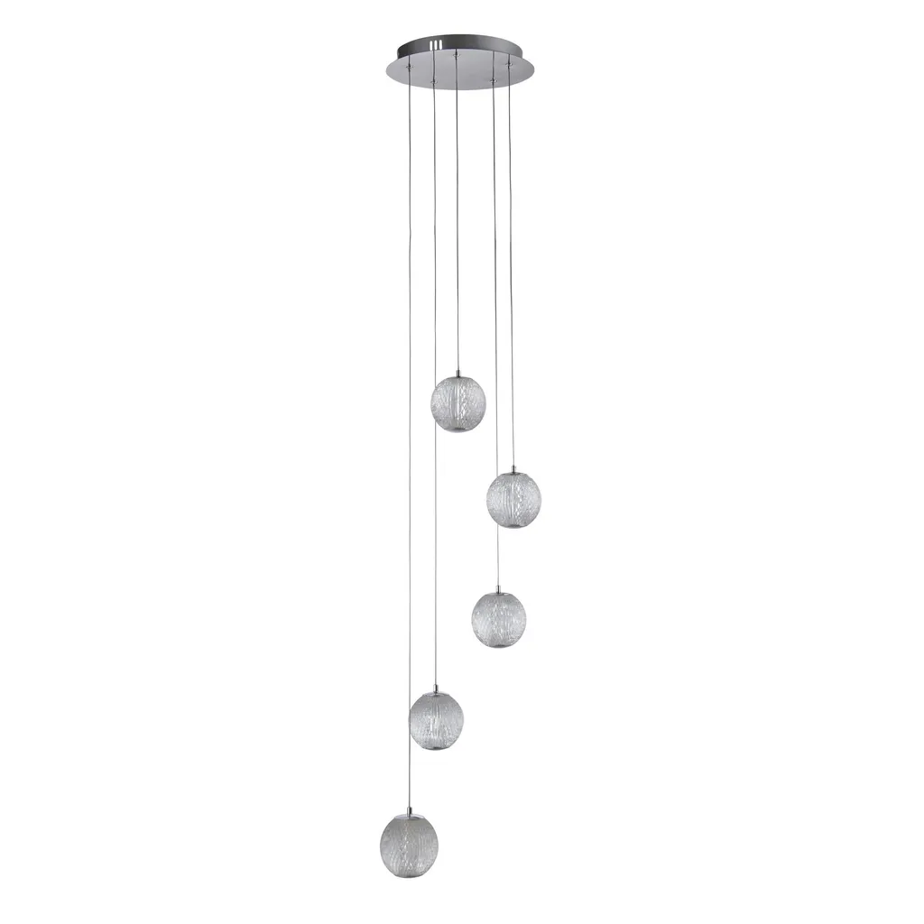 Suspension Cascade LED Allure 5Lt Idéale pour Escalier et Haut Plafond