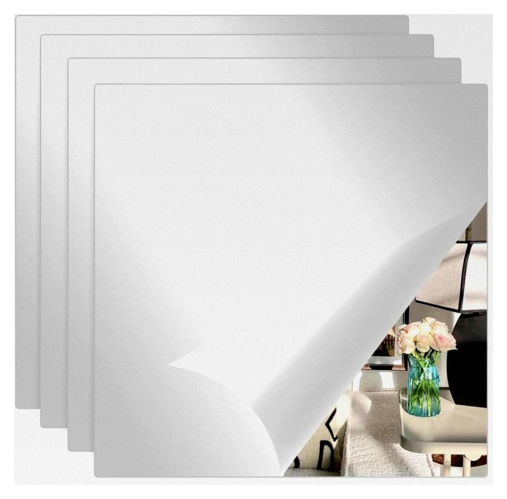 Kleiner Spiegel zum Kleben 20x20 cm, selbstklebende Spiegelfliesen für das Badezimmer, quadratischer Kinderklebespiegel aus Acryl mit 2 mm Dicke f...