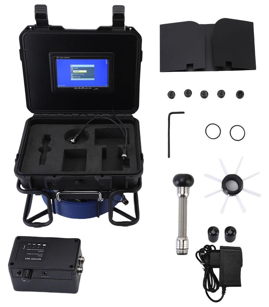 Kanalinspektionskamera 30 m, 18 mm, FHD, 16-facher Zoom, 1080p, 17-Zoll-IPS-Bildschirm für Abflussrohre und Sanitärinstallationen, inklusive 32-G...