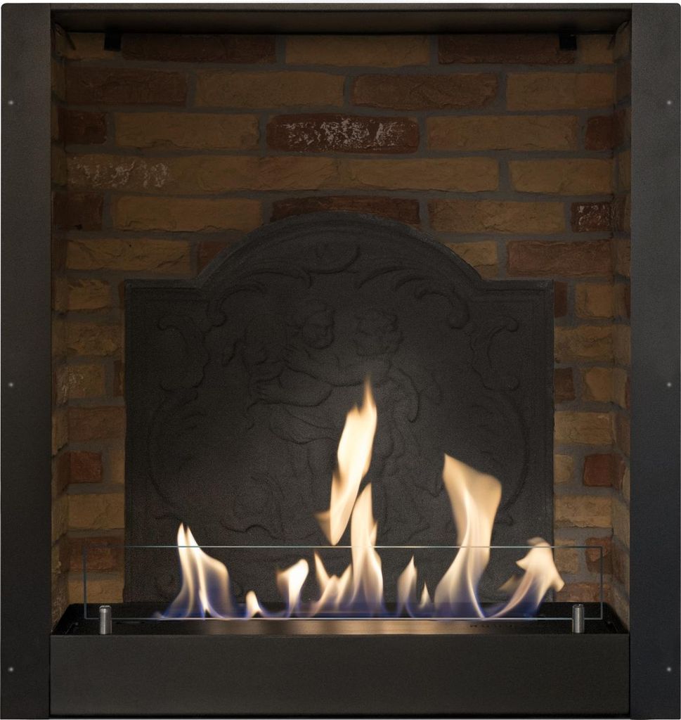 Xaralyn Ethanol-Kamin - Einbaukasten Medaillon - 3 kW Heizung - einfache Installation - sicheres offenes Feuer - Keramik-Ethanolbrenner