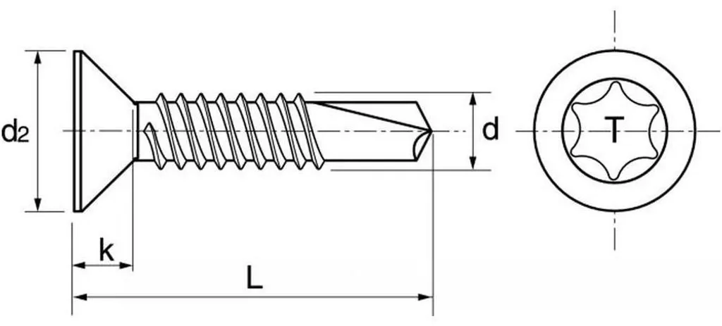 Vis Autoperceuse 4.2x38 mm Inox A2 sans Pré-perçage pour Support Métallique - 4