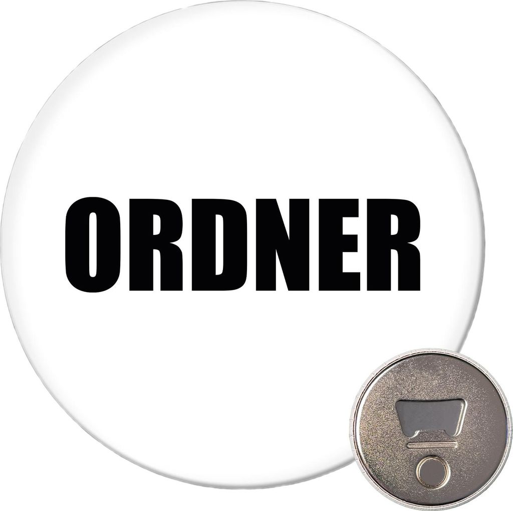 Huuraa Magnet Ordner Schriftzug 59mm Kühlschrankmagnet rund Flaschenöffner Geschenkidee