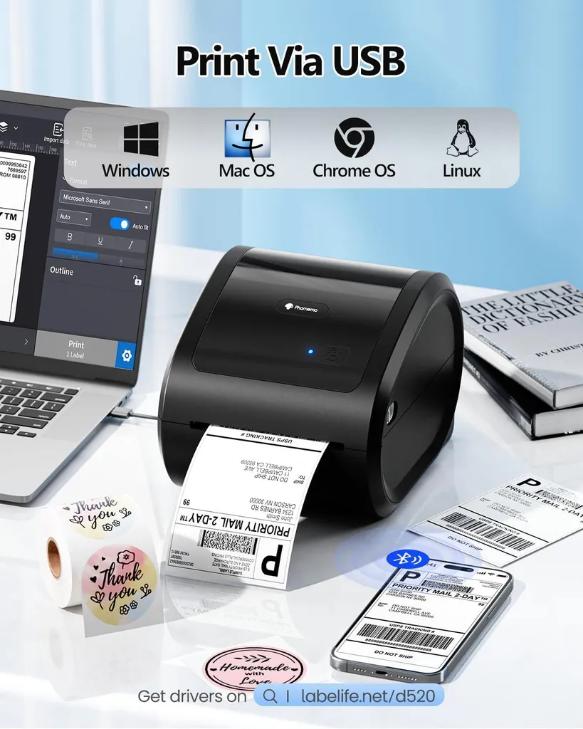 Imprimante de Codes-Barres Bluetooth Phomemo D520BT Sans Encre et Rapide - 6