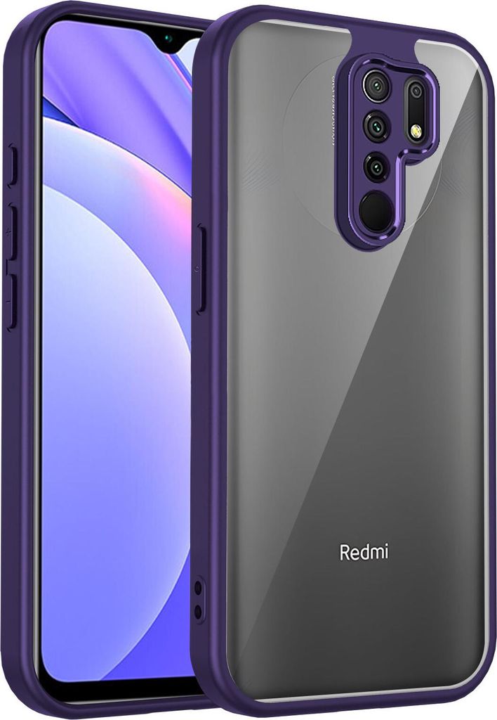 Hülle für Xiaomi Redmi 9/Redmi 9 Prime/Poco M2 Transparente Rückseite TPU Bumper Stoßfest Handyhülle Lila