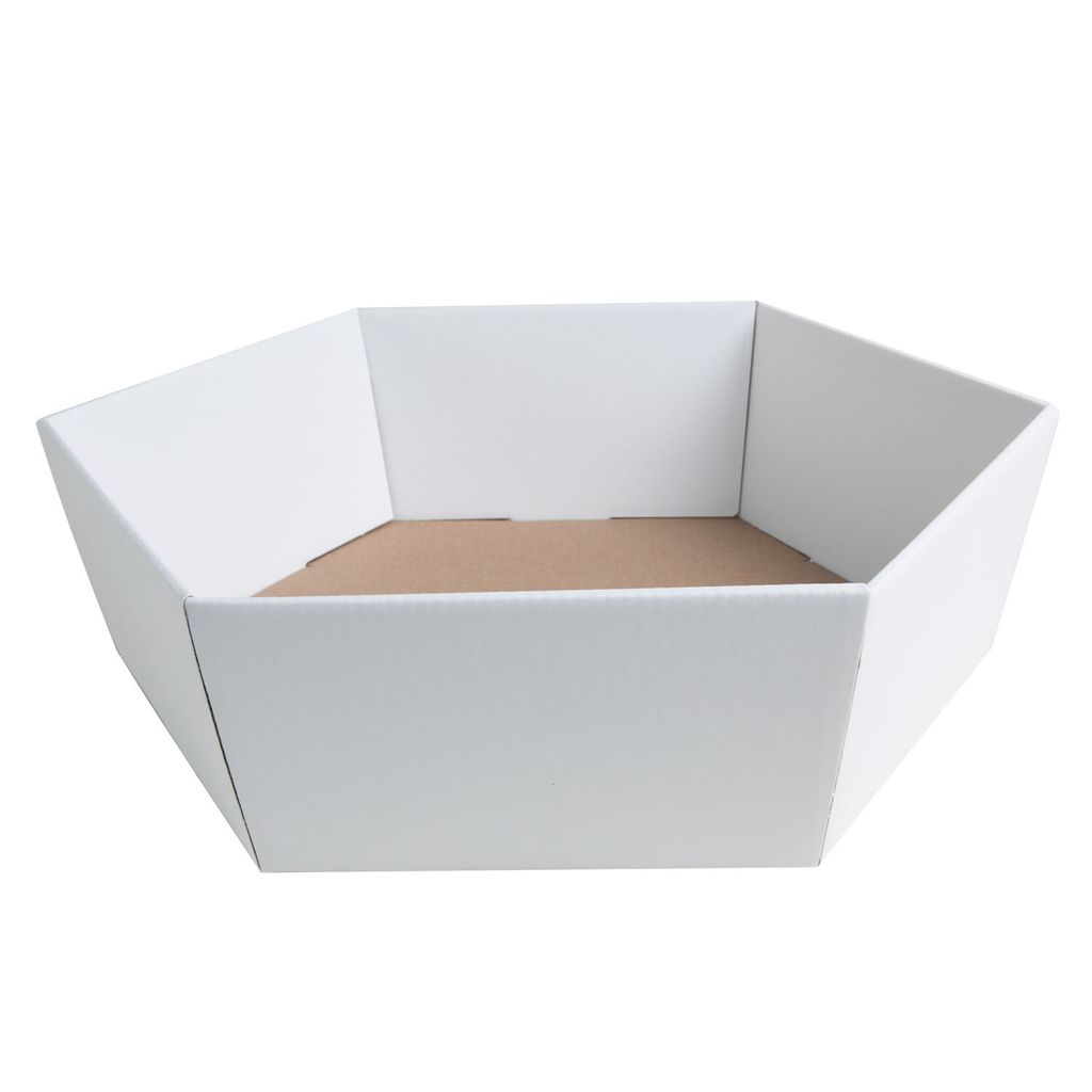 5 x PresentFill Präsentkorb - sechseckig groß - Geschenkkorb, Diamant Weiß