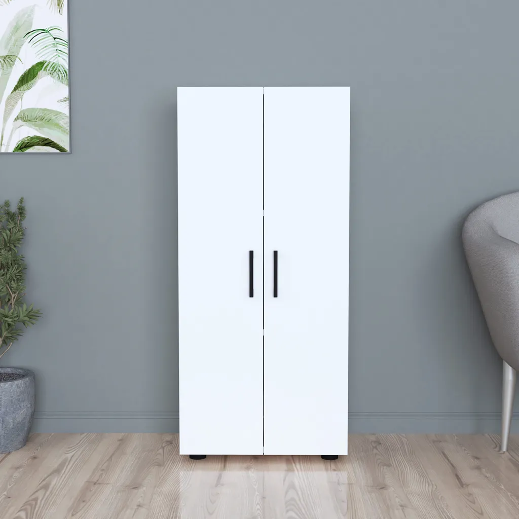 Armoire blanche Åsnes 108cm 3 compartiments robuste et design sobre - 2