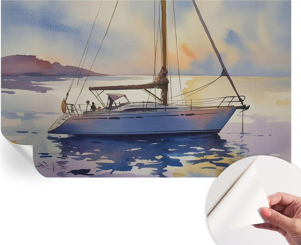 Selbstklebende Wandtapete - Dekorative Tapete für Wohnzimmer - Klebefolie für Wandbilder - Tapetenfolie für Wanddekoration - 416x254 - Segelboot...