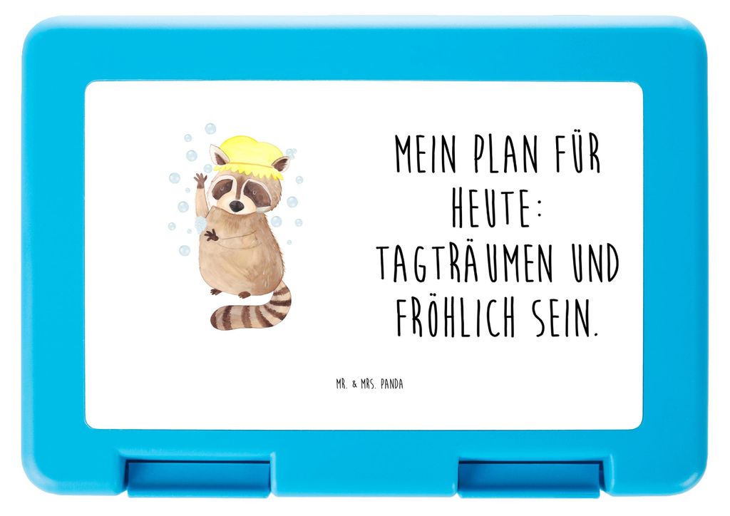 Mr. & Mrs. Panda Bento Box Waschbär - Weiß - Geschenk, Vorratsbehälter, Pausenbox, Waschen, Vorratsdose, Tagträumen, Fröhlich, Plan, Butterbro...